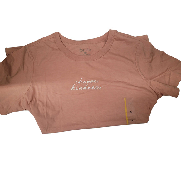 (2-PK) Women's Small "Choose Kindness" Short Sleeve Graphic T-Shirt - Misty Rose - Picture 5 of 7